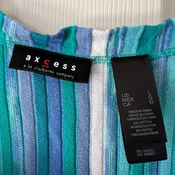 Axcess Striped Short Sleeve Top Size L - Picture 2 of 3
